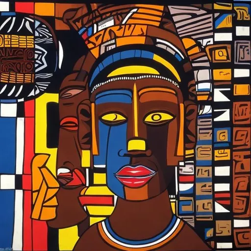 Prompt: Post modernism masterpieces, Ndebele rendition  super realism