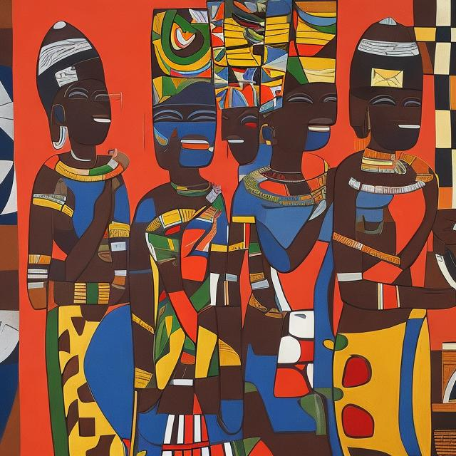 Prompt: Post modernism masterpieces, Ndebele rendition  super realism