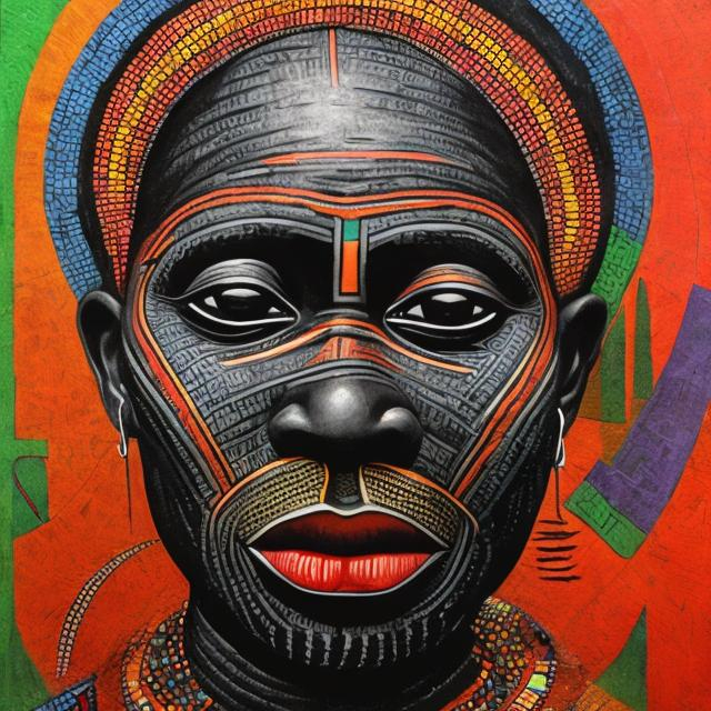 Prompt: Anarchism masterpieces, Ndebele renditions super realism