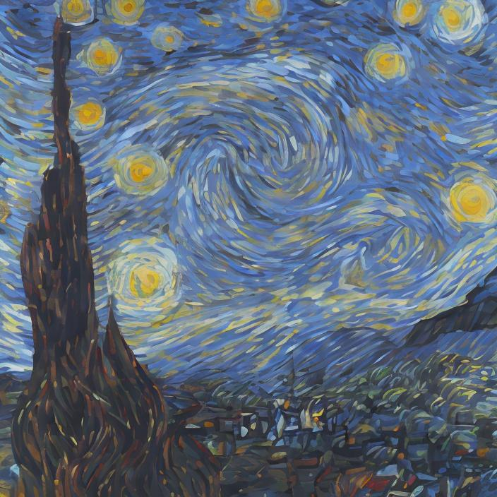 Prompt: Zulu rendition of Vincent Van Gogh starry night super realism