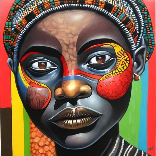 Prompt: Helena Frenkiel masterpieces, Ndebele renditions super realism