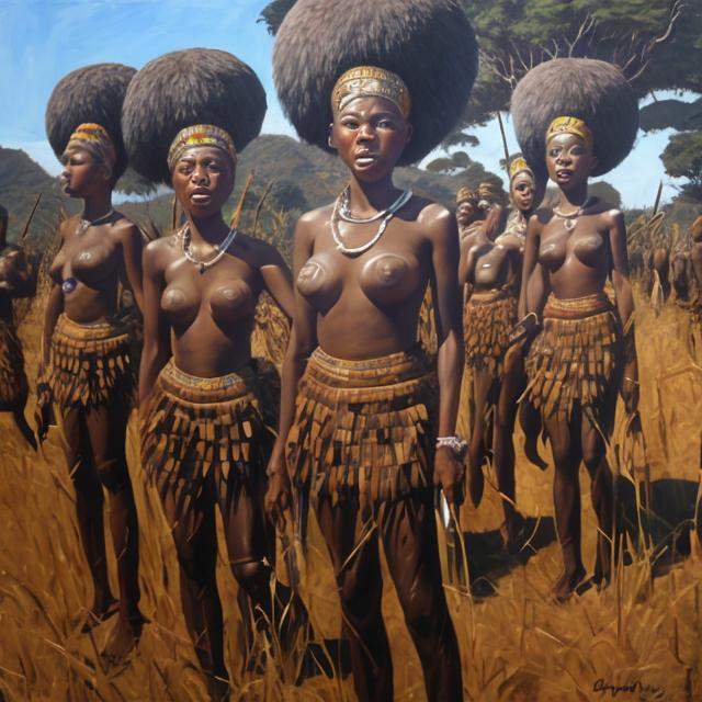 Prompt: Post modernism masterpieces, Zulu renditions super realism