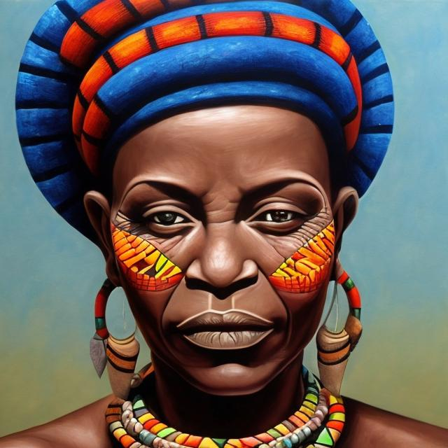 Prompt: Helena Frenkiel masterpieces, Ndebele renditions super realism