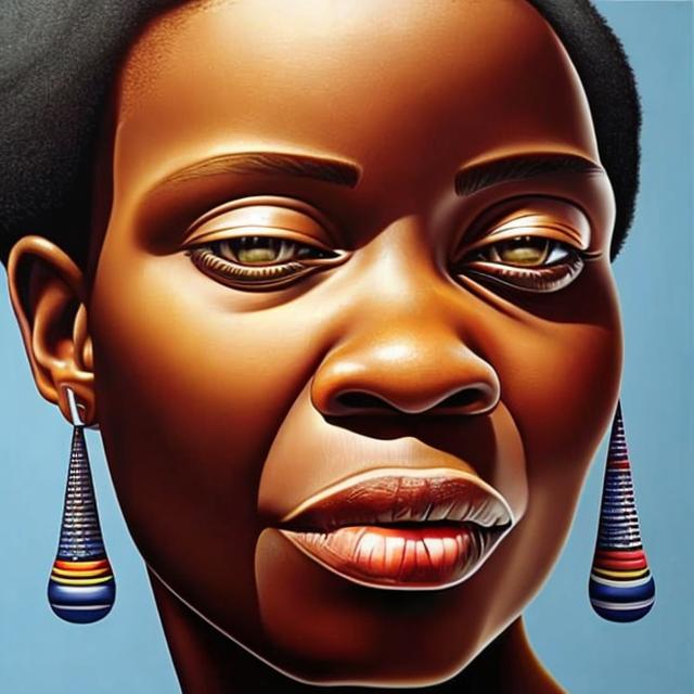 Prompt: Patrick Hughes masterpieces,Ndebele renditions super realism