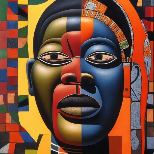 Prompt: Geddes masterpieces, Ndebele renditions super realism