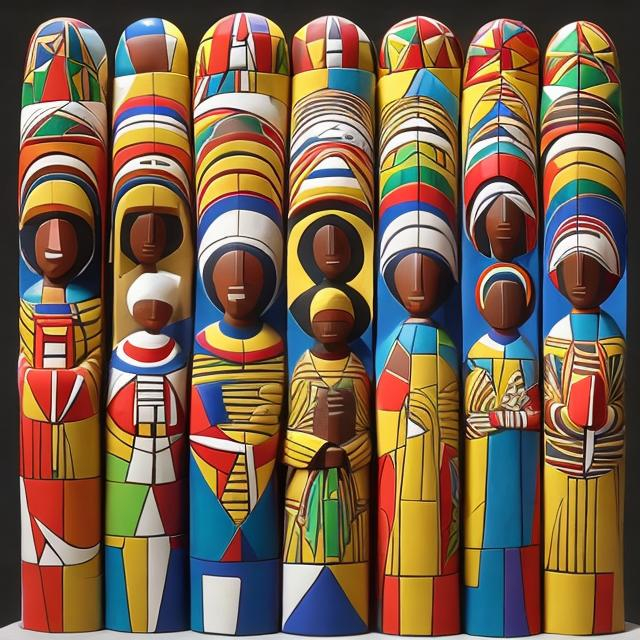 Prompt: Nativity  masterpieces, Esther Mahlangu 
 renditions super realism