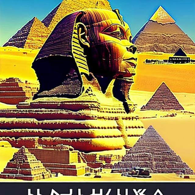 Prompt: International black history month 2024 Iconic posters with the sphinx and pyramids, Zulu renditions, super realism masterpieces