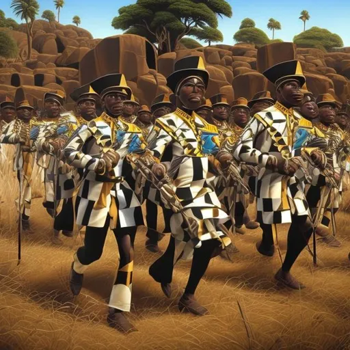 Prompt: Patrick Hughes masterpieces, Zulu renditions super realism