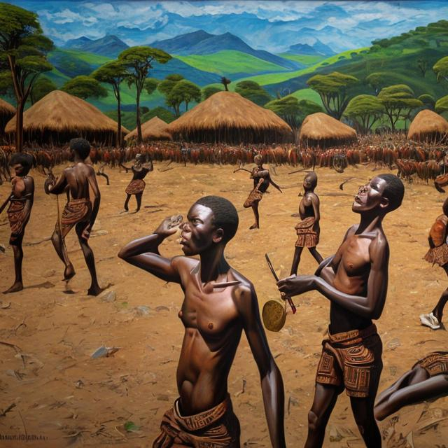 Prompt: Post modernism masterpieces, Zulu renditions super realism