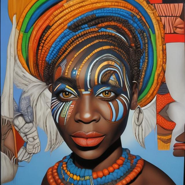 Prompt: Helena Frenkiel masterpieces, Ndebele renditions super realism