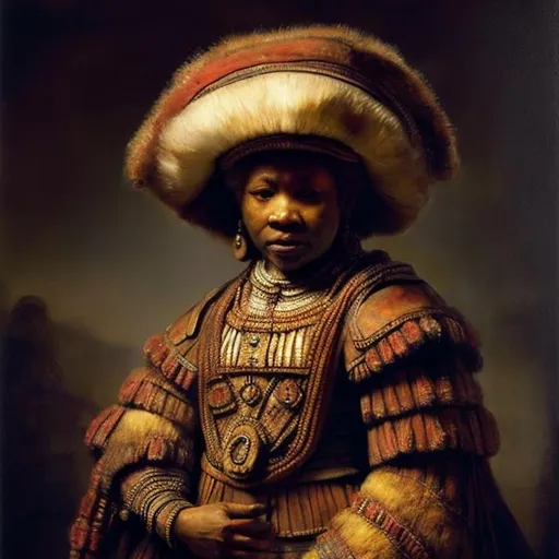 Prompt: Rembrandt masterpieces, Zulu renditions super realism