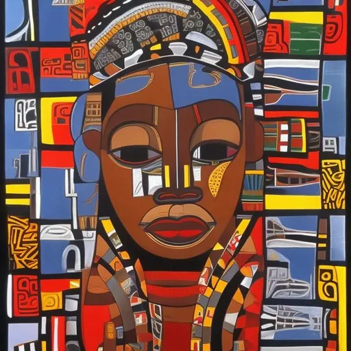 Prompt: Post modernism masterpieces, Ndebele rendition  super realism