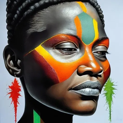 Prompt: Helena Frenkiel masterpieces, Ndebele renditions super realism