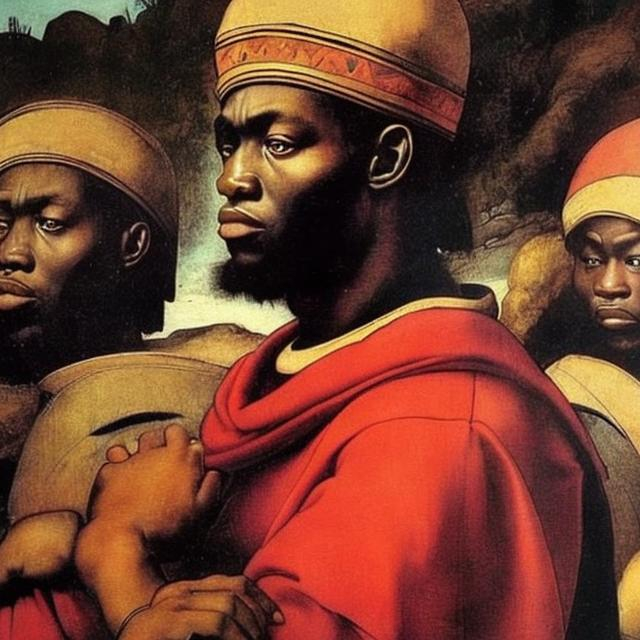 Prompt: Raphael masterpieces, Zulu renditions super realism