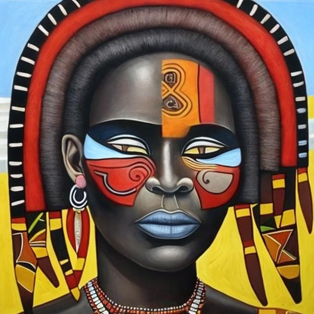 Prompt: Helena Frenkiel masterpieces, Ndebele renditions super realism