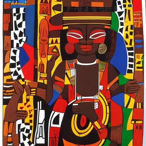 Prompt: Post modernism masterpieces, Ndebele rendition  super realism