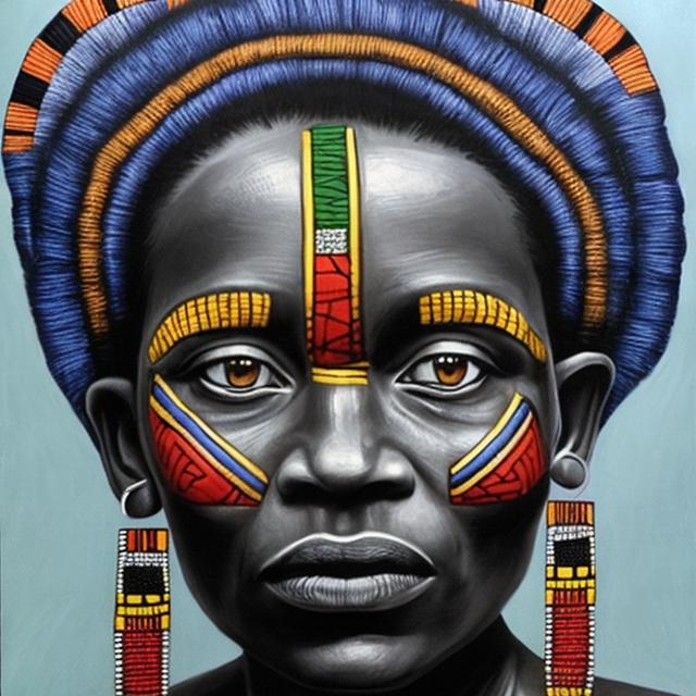 Prompt: Helena Frenkiel masterpieces, Ndebele renditions super realism