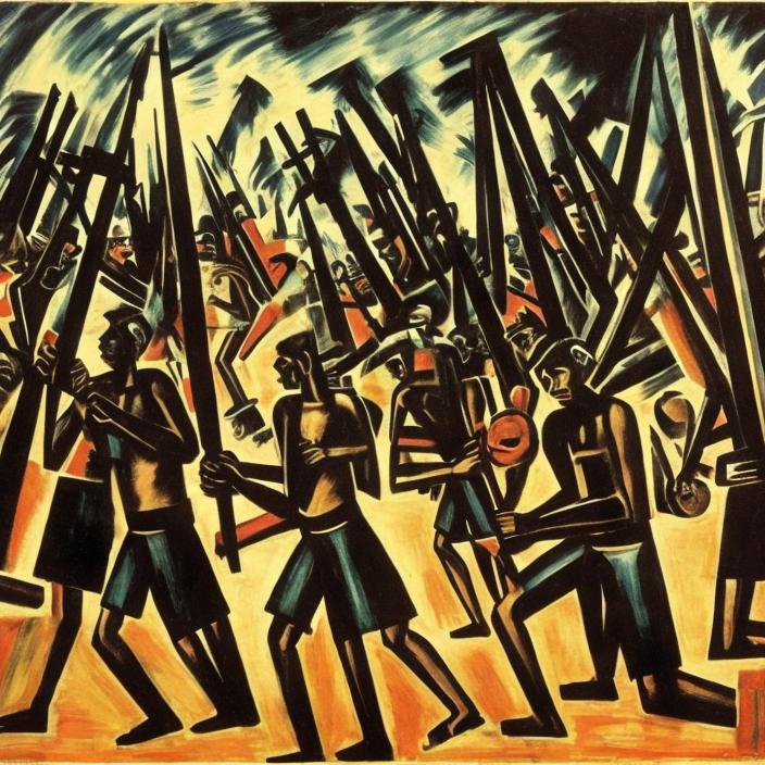 Prompt: Max Beckmann, night Zulu rendition super realism