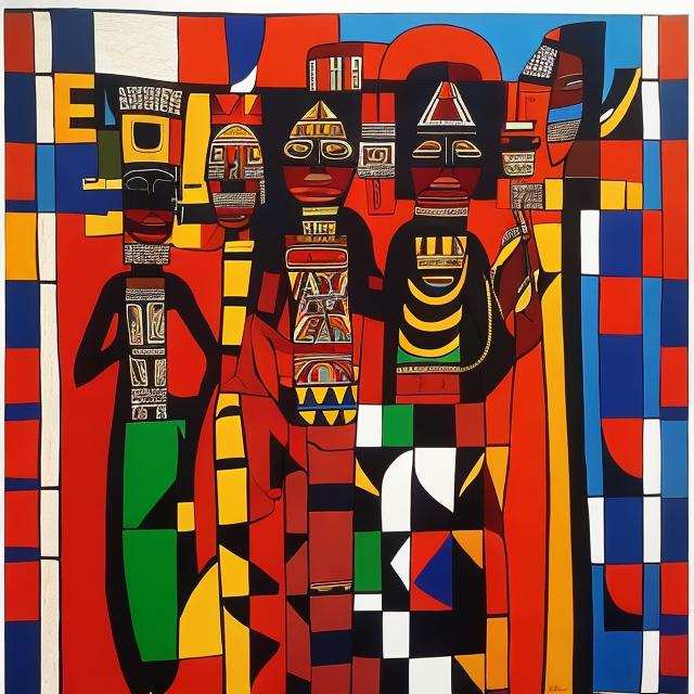 Prompt: Post modernism masterpieces, Ndebele rendition  super realism