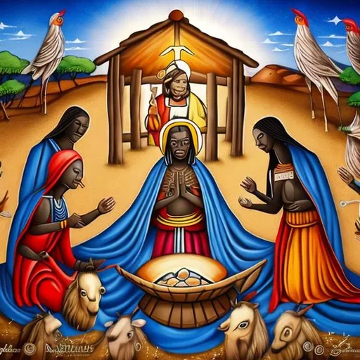 Prompt: Nativity masterpieces, Ndebele renditions super realism