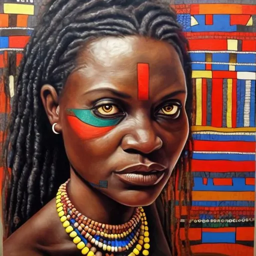 Prompt: Helena Frenkiel masterpieces, Ndebele renditions super realism