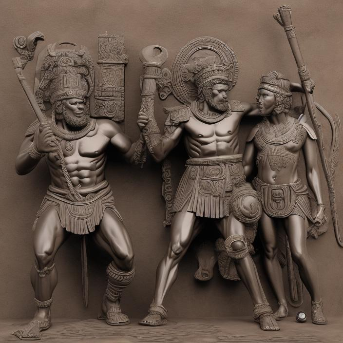 Prompt: Heracles and Telephos, C. A. D. 70. Zulu rendition super realism