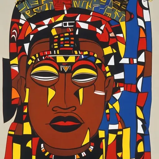 Prompt: Post modernism masterpieces, Ndebele rendition  super realism