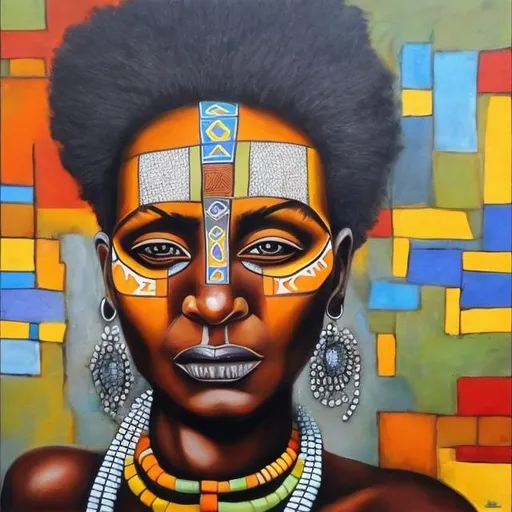 Prompt: Helena Frenkiel masterpieces, Ndebele renditions super realism