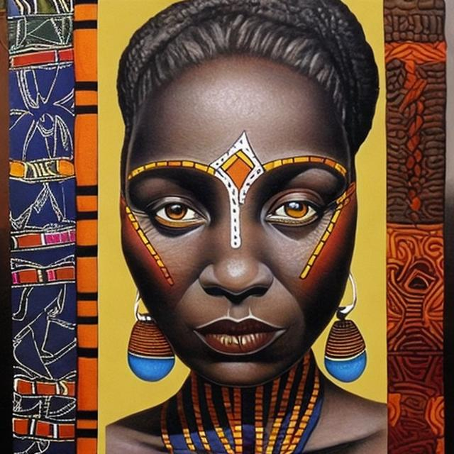 Prompt: Helena Frenkiel masterpieces, Ndebele renditions super realism