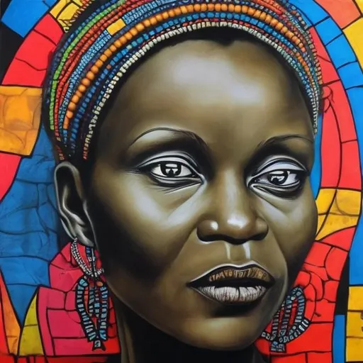 Prompt: Helena Frenkiel masterpieces, Ndebele renditions super realism