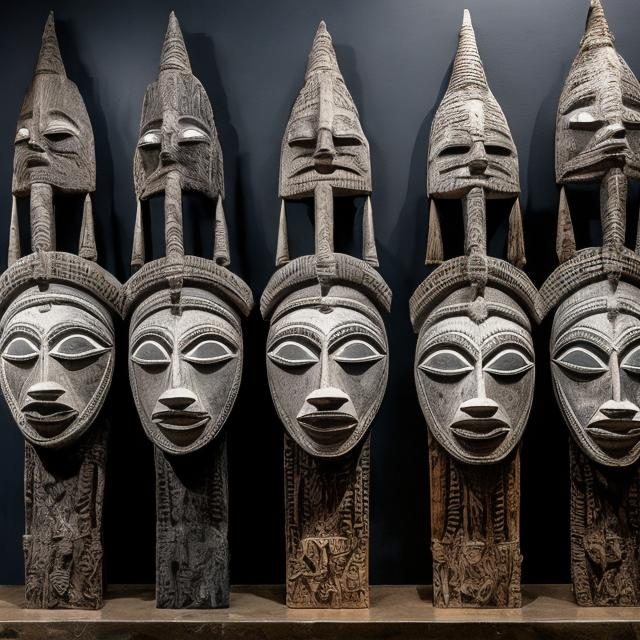 Prompt:   Masterpieces vodun masks monochrome renditions