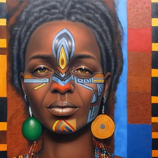 Prompt: Helena Frenkiel masterpieces, Ndebele renditions super realism