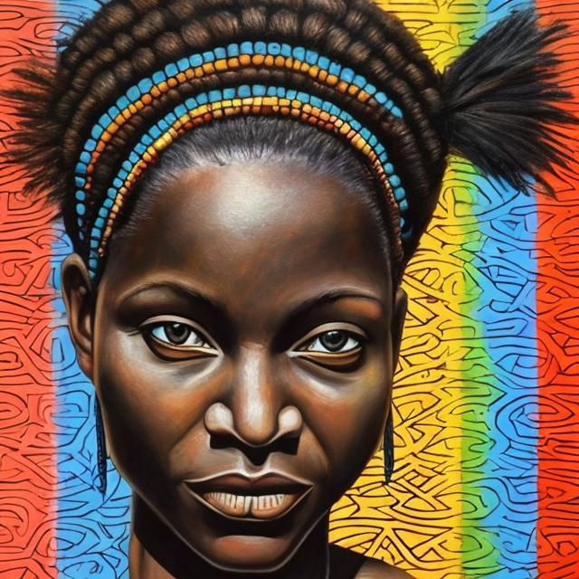 Prompt: Helena Frenkiel masterpieces, Ndebele renditions super realism