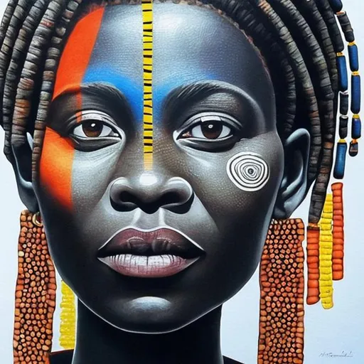 Prompt: Helena Frenkiel masterpieces, Ndebele renditions super realism