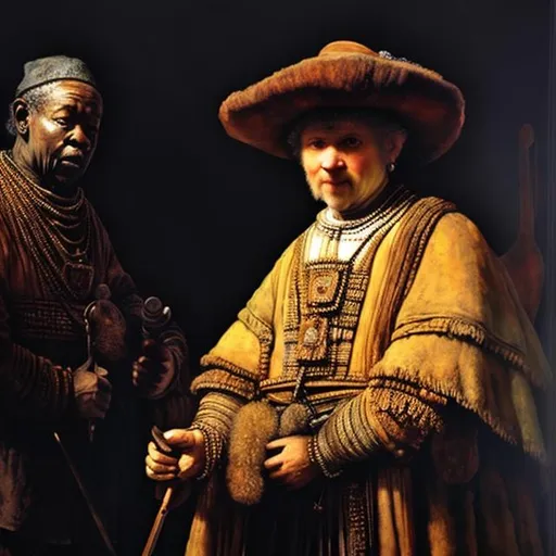 Prompt: Rembrandt masterpieces, Zulu renditions super realism