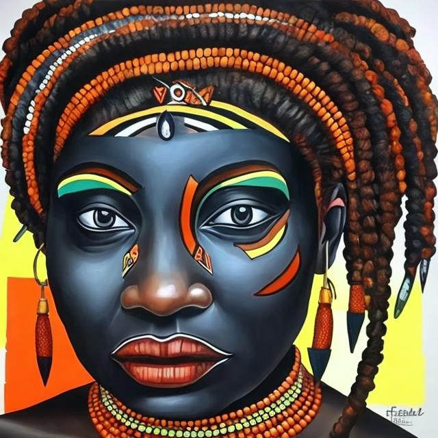 Prompt: Helena Frenkiel masterpieces, Ndebele renditions super realism