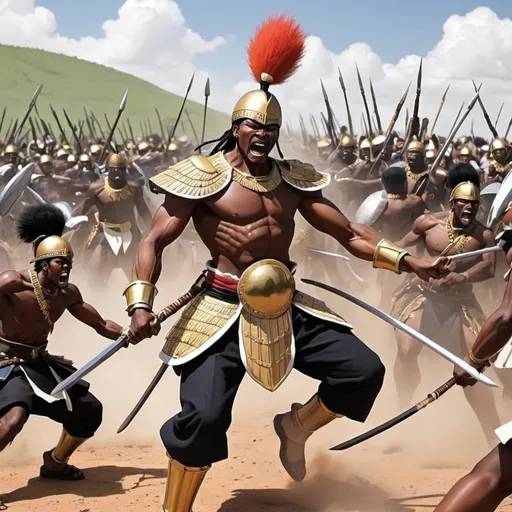 Prompt: Manga Anime epic battle scenes, Zulu renditions