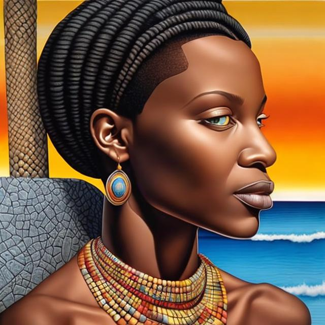 Prompt: Patrick Hughes masterpieces,Ndebele renditions super realism