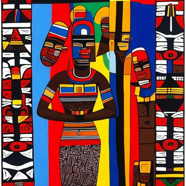 Prompt: Post modernism masterpieces, Ndebele rendition  super realism