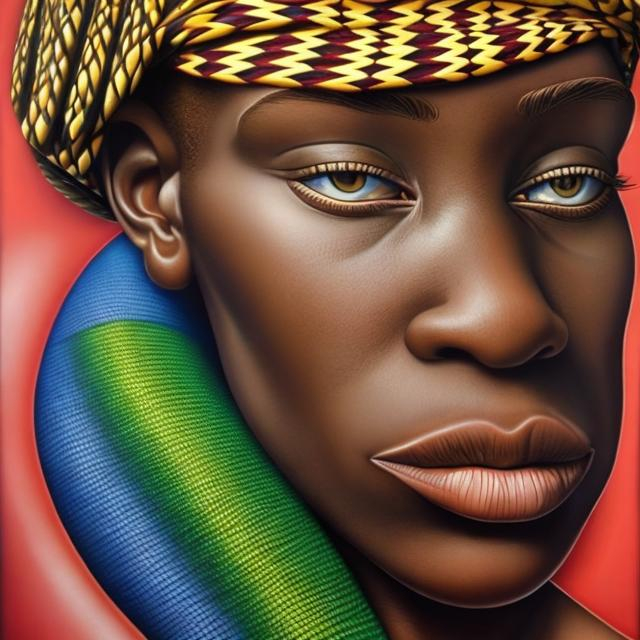 Prompt: Patrick Hughes masterpieces,Ndebele renditions super realism