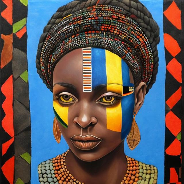 Prompt: Helena Frenkiel masterpieces, Ndebele renditions super realism