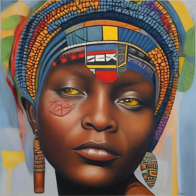 Prompt: Helena Frenkiel masterpieces, Ndebele renditions super realism