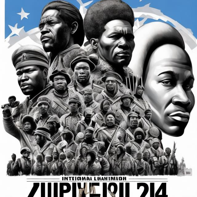 Prompt: International black history month 2024 Iconic poster, Zulu renditions, super realism