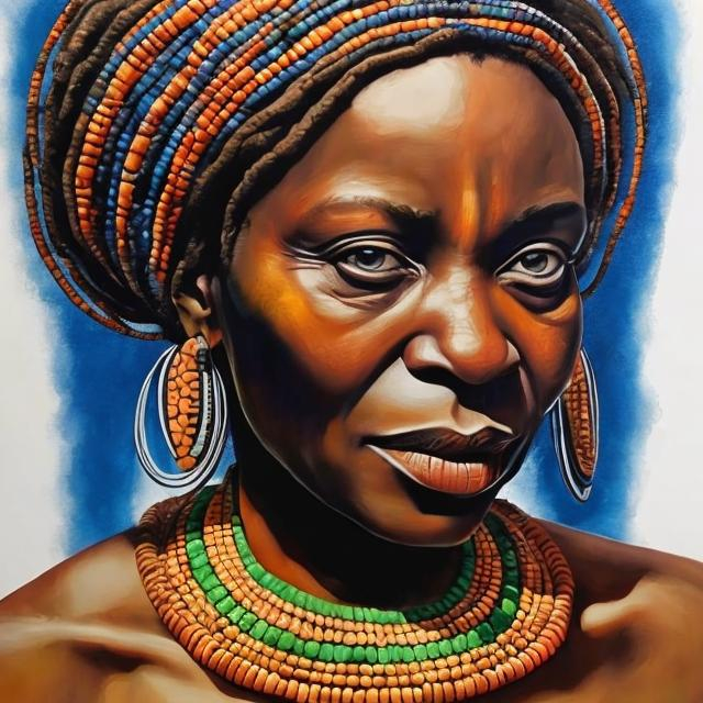 Prompt: Helena Frenkiel masterpieces, Ndebele renditions super realism