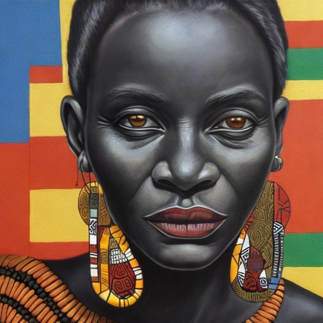 Prompt: Helena Frenkiel masterpieces, Ndebele renditions super realism