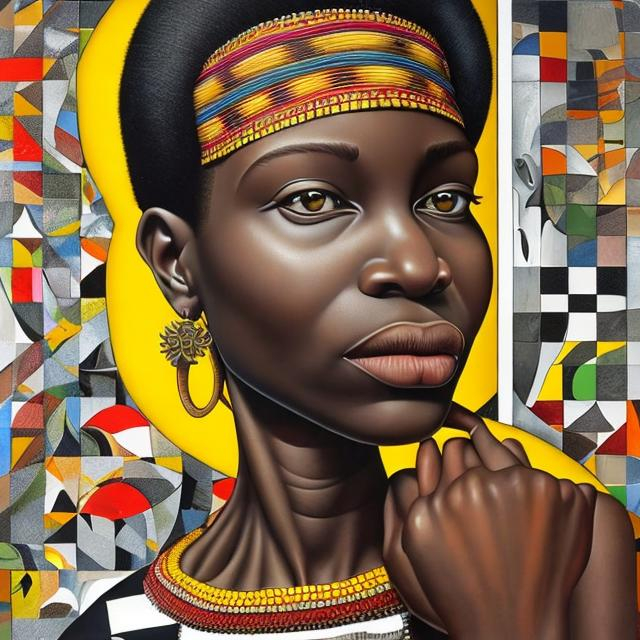 Prompt: Patrick Hughes masterpieces,Ndebele renditions super realism