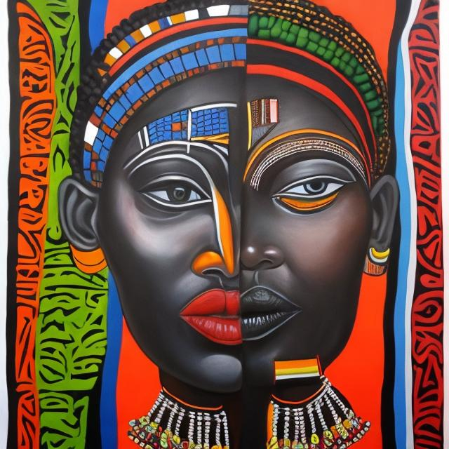 Prompt: Helena Frenkiel masterpieces, Ndebele renditions super realism