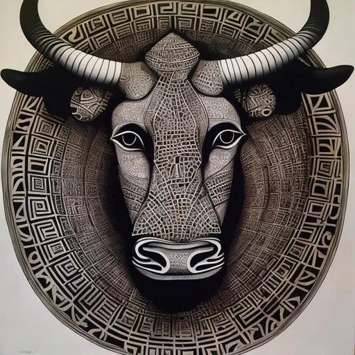 Prompt:   Masterpiece's sacred geometry Nguni renditions