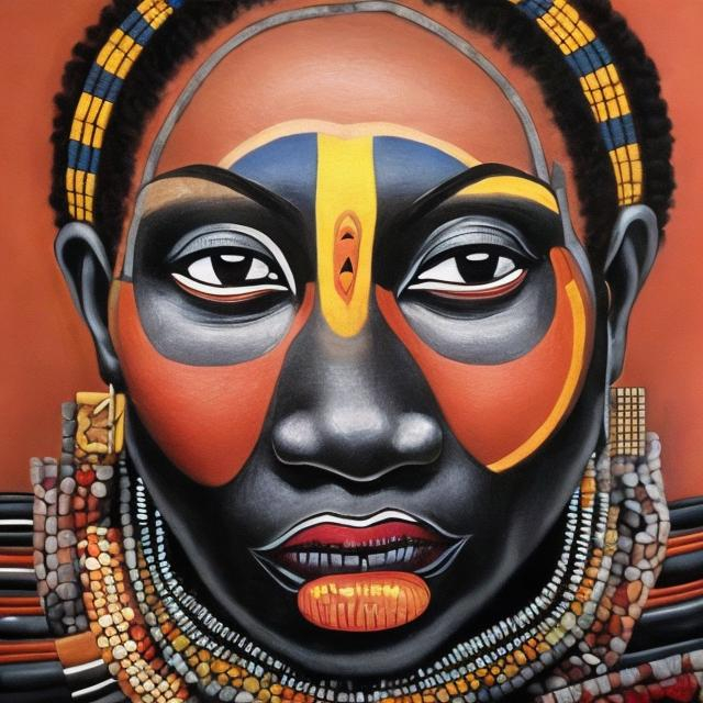 Prompt: Helena Frenkiel masterpieces, Ndebele renditions super realism