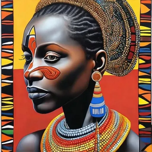 Prompt: Helena Frenkiel masterpieces, Ndebele renditions super realism